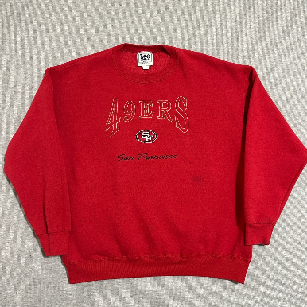 Vintage Lee Sport San Francisco 49ers Sweatshirt Red NFL Mens Size XL